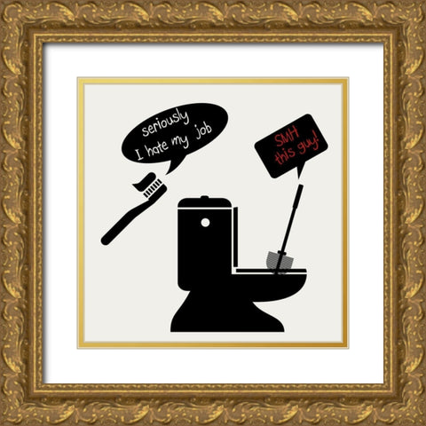 Toilet Talk 2 Gold Ornate Wood Framed Art Print with Double Matting by Phillip, Jamie