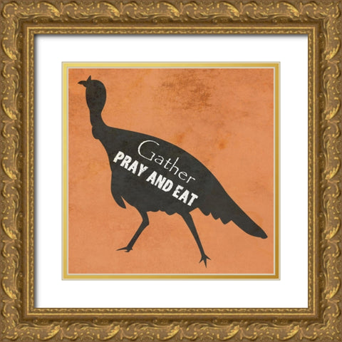 Pray And Eat Gold Ornate Wood Framed Art Print with Double Matting by Phillip, Jamie