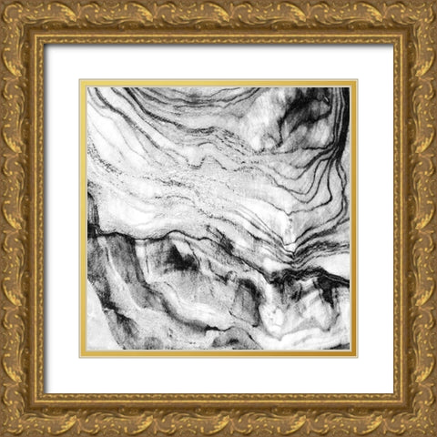 Black Vain Abstract Gold Ornate Wood Framed Art Print with Double Matting by Phillip, Jamie
