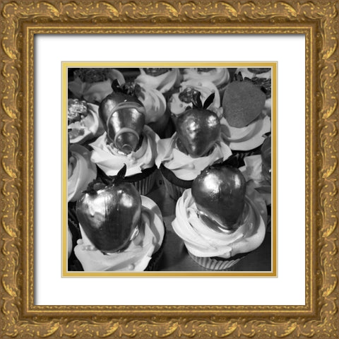 Black Cupcake 2 Gold Ornate Wood Framed Art Print with Double Matting by Phillip, Jamie