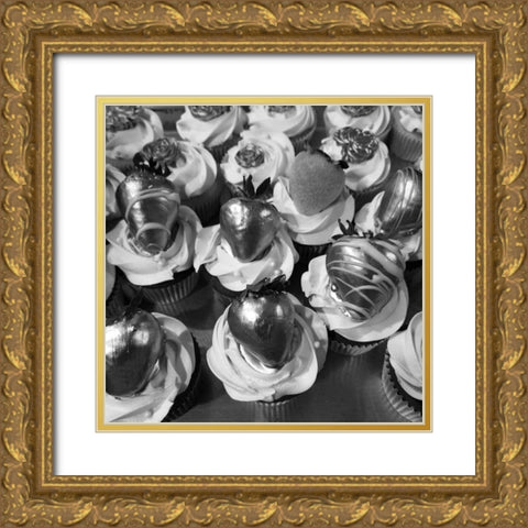 Black Cupcake 3 Gold Ornate Wood Framed Art Print with Double Matting by Phillip, Jamie