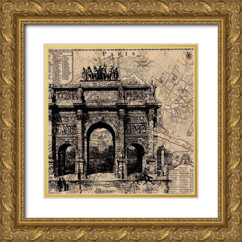 Paris 1 Gold Ornate Wood Framed Art Print with Double Matting by Phillip, Jamie