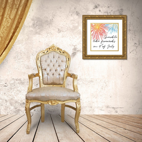 Fireworks Gold Ornate Wood Framed Art Print with Double Matting by Phillip, Jamie