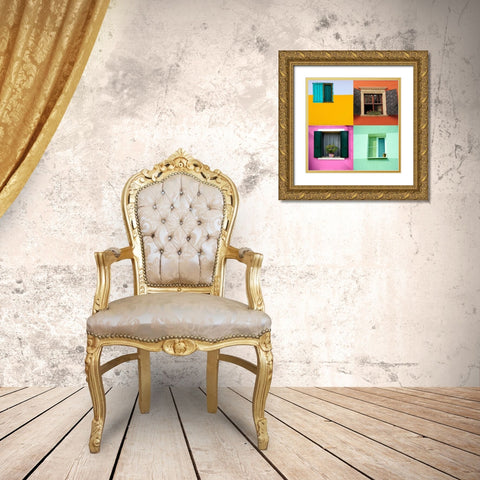 Windows Gold Ornate Wood Framed Art Print with Double Matting by Phillip, Jamie