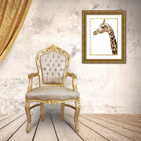 Giraffe Gold Ornate Wood Framed Art Print with Double Matting by Urban Road