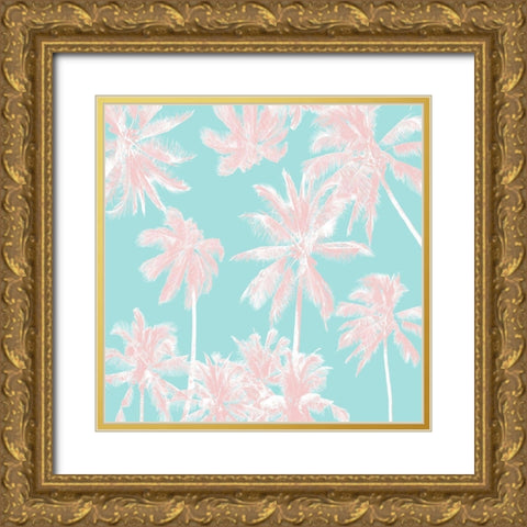 Tropico Turquoise Gold Ornate Wood Framed Art Print with Double Matting by Urban Road