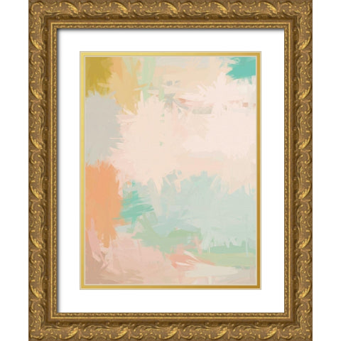 Pastel Palms Gold Ornate Wood Framed Art Print with Double Matting by Urban Road