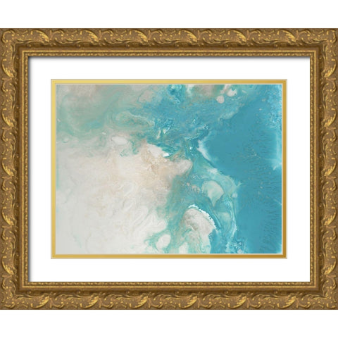 Blue Marble Gold Ornate Wood Framed Art Print with Double Matting by Urban Road