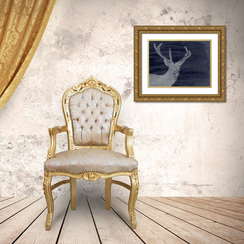 Indigo Deer Gold Ornate Wood Framed Art Print with Double Matting by Urban Road
