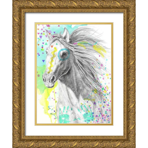 War Pony Gold Ornate Wood Framed Art Print with Double Matting by Urban Road