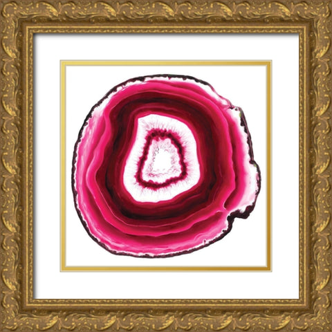 Agate Slice pink Gold Ornate Wood Framed Art Print with Double Matting by Urban Road