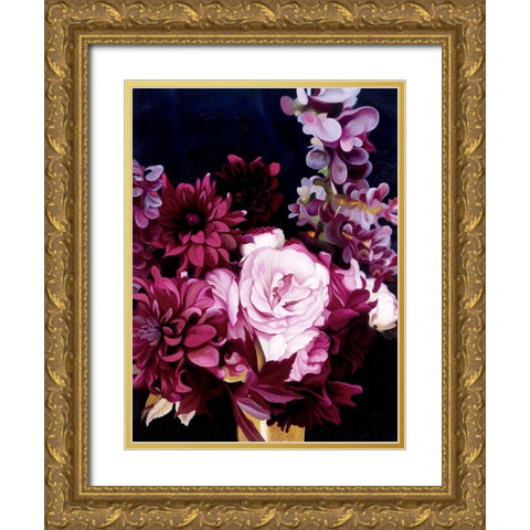 Midnight Blooms Gold Ornate Wood Framed Art Print with Double Matting by Urban Road