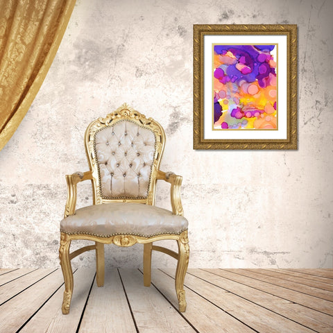 Violets and Sunflowers Gold Ornate Wood Framed Art Print with Double Matting by Urban Road