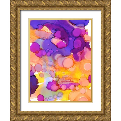 Violets and Sunflowers Gold Ornate Wood Framed Art Print with Double Matting by Urban Road
