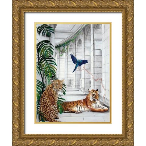 Big Cat Club Art Print Gold Ornate Wood Framed Art Print with Double Matting by Urban Road