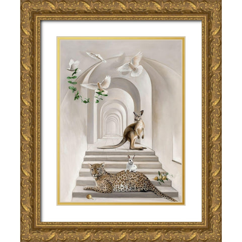 Menagerie Art Print Gold Ornate Wood Framed Art Print with Double Matting by Urban Road