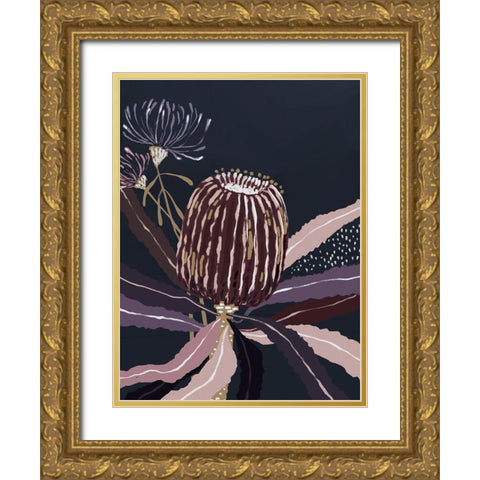 Blackberry Banksia Gold Ornate Wood Framed Art Print with Double Matting by Urban Road