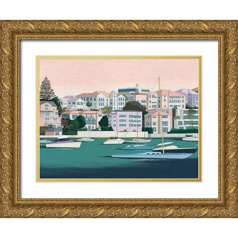Yacht Club Canvas Art Print Gold Ornate Wood Framed Art Print with Double Matting by Urban Road
