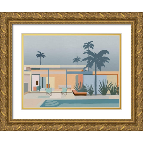 Serenity Street Gold Ornate Wood Framed Art Print with Double Matting by Urban Road