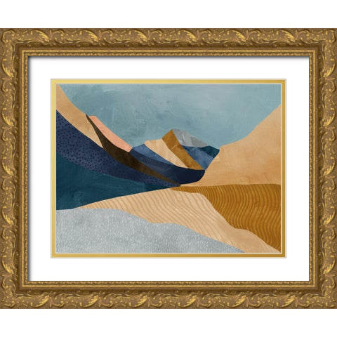 Blue Mountains Gold Ornate Wood Framed Art Print with Double Matting by Urban Road
