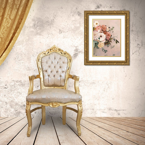 Terracotta Petals Gold Ornate Wood Framed Art Print with Double Matting by Urban Road
