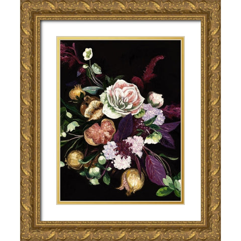 Fruit and Flowers Gold Ornate Wood Framed Art Print with Double Matting by Urban Road
