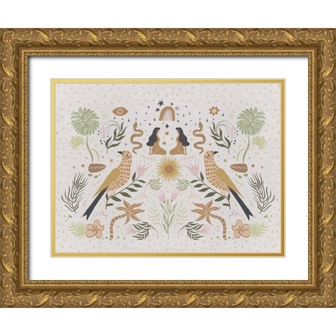 Songbird Salutations Gold Ornate Wood Framed Art Print with Double Matting by Urban Road