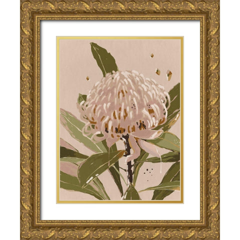 Neutral Waratah Gold Ornate Wood Framed Art Print with Double Matting by Urban Road