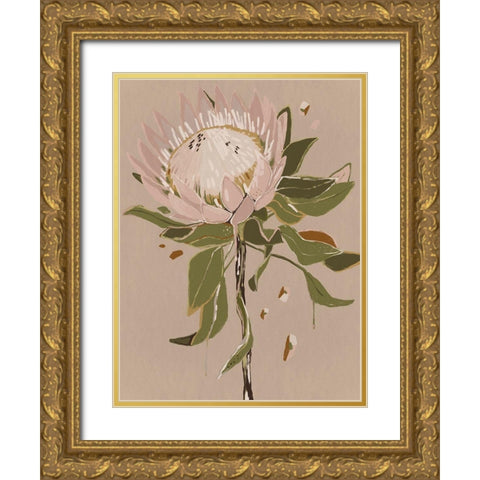Neutral Protea Gold Ornate Wood Framed Art Print with Double Matting by Urban Road