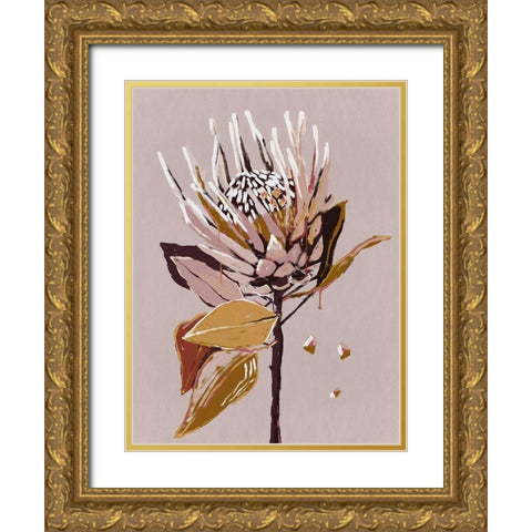 Blush Protea Gold Ornate Wood Framed Art Print with Double Matting by Urban Road