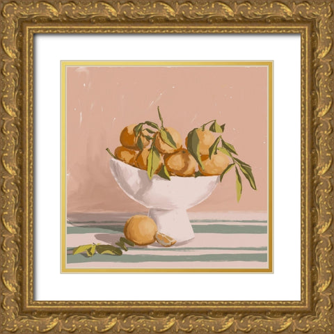 Bowl of Oranges Gold Ornate Wood Framed Art Print with Double Matting by Urban Road