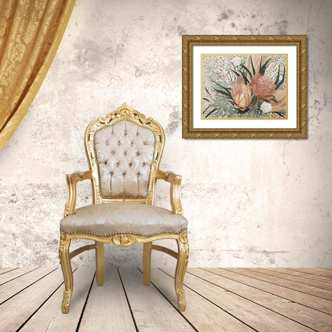 Floral Blush II Gold Ornate Wood Framed Art Print with Double Matting by Urban Road