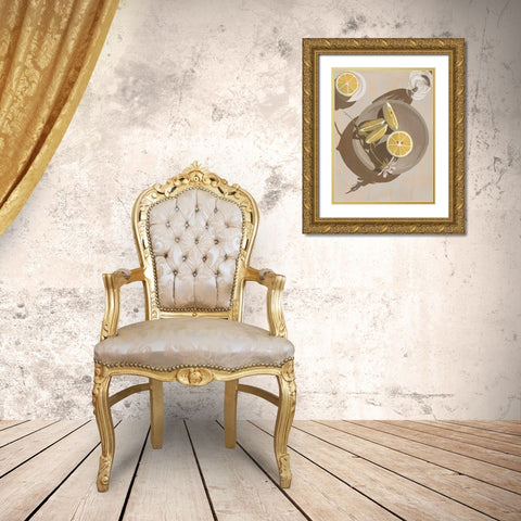 Lemon Yellow Gold Ornate Wood Framed Art Print with Double Matting by Urban Road