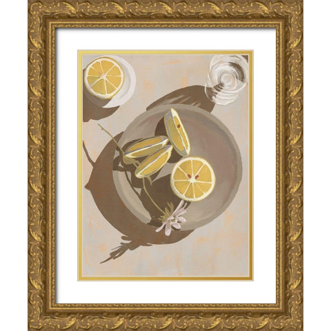 Lemon Yellow Gold Ornate Wood Framed Art Print with Double Matting by Urban Road