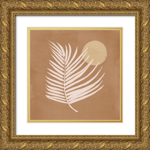 Sunrise Palm Bronze Gold Ornate Wood Framed Art Print with Double Matting by Urban Road