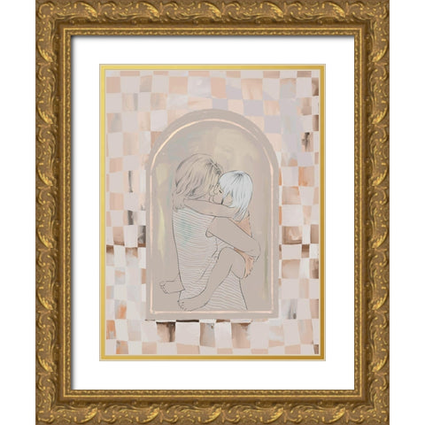 Cuddles Gold Ornate Wood Framed Art Print with Double Matting by Urban Road
