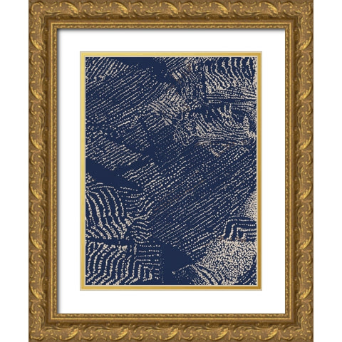 Sandstorm Midnight Blue Gold Ornate Wood Framed Art Print with Double Matting by Urban Road