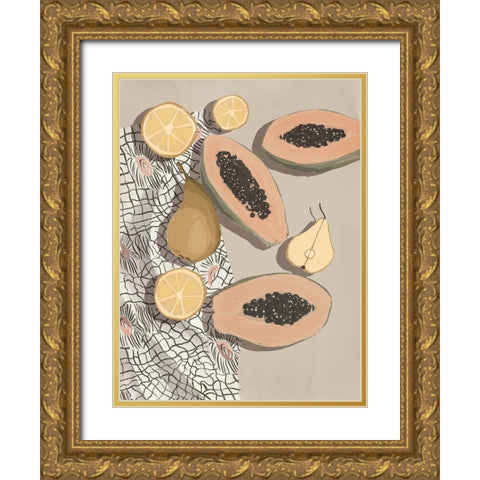 Fruta de bomba Gold Ornate Wood Framed Art Print with Double Matting by Urban Road