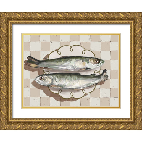 Catch of the Day Neutral Gold Ornate Wood Framed Art Print with Double Matting by Urban Road