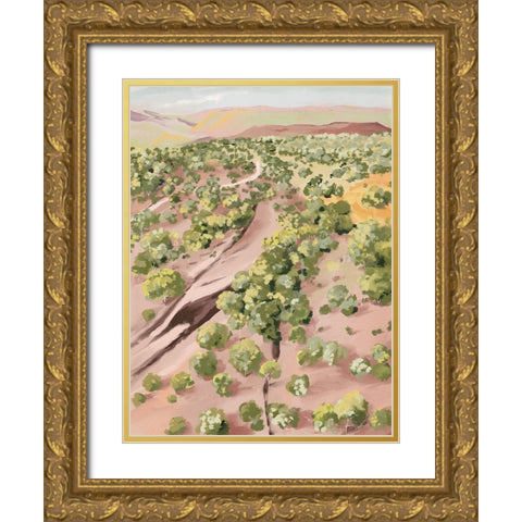 Over The Hill Gold Ornate Wood Framed Art Print with Double Matting by Urban Road