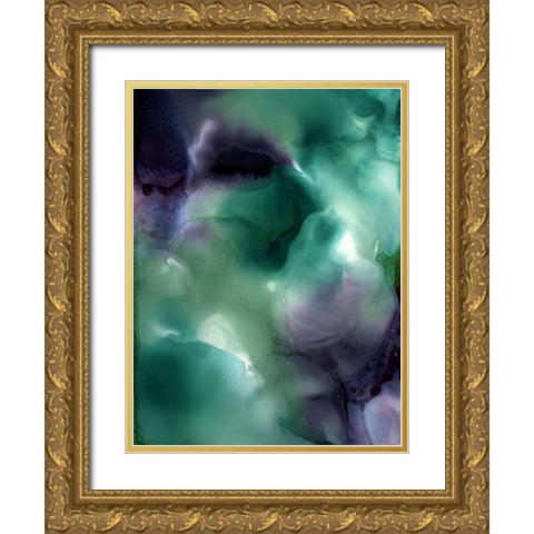 Malachite Gold Ornate Wood Framed Art Print with Double Matting by Urban Road