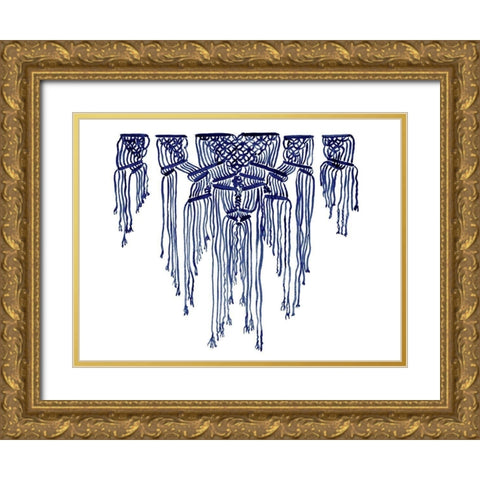 Nomad Indigo Gold Ornate Wood Framed Art Print with Double Matting by Urban Road