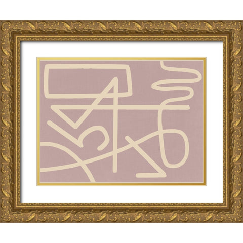 Arabesque Blush Gold Ornate Wood Framed Art Print with Double Matting by Urban Road