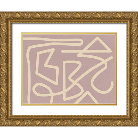 Allegro Blush Gold Ornate Wood Framed Art Print with Double Matting by Urban Road