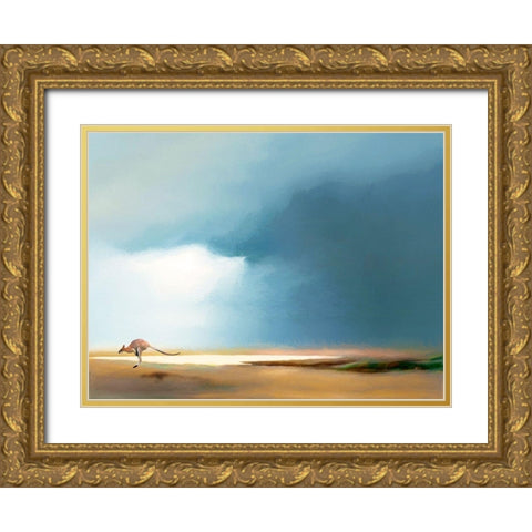 Nullarbor Gold Ornate Wood Framed Art Print with Double Matting by Urban Road