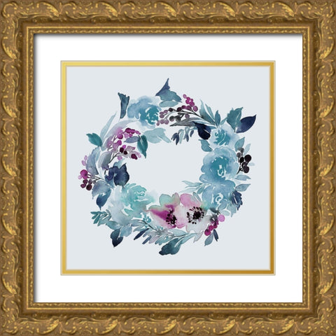 Garland Blue Poster Gold Ornate Wood Framed Art Print with Double Matting by Urban Road