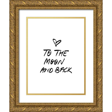 To The Moon Poster Gold Ornate Wood Framed Art Print with Double Matting by Urban Road