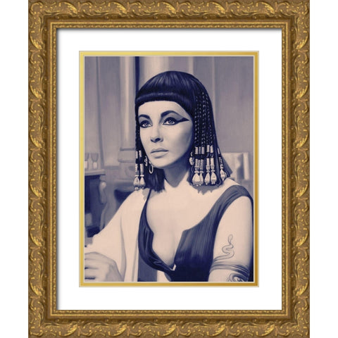 Cleopatra Blue Poster Gold Ornate Wood Framed Art Print with Double Matting by Urban Road