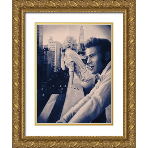 James and Marilyn Blue Poster Gold Ornate Wood Framed Art Print with Double Matting by Urban Road