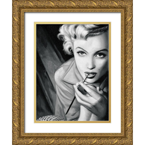 Marilyn Mono Poster Gold Ornate Wood Framed Art Print with Double Matting by Urban Road